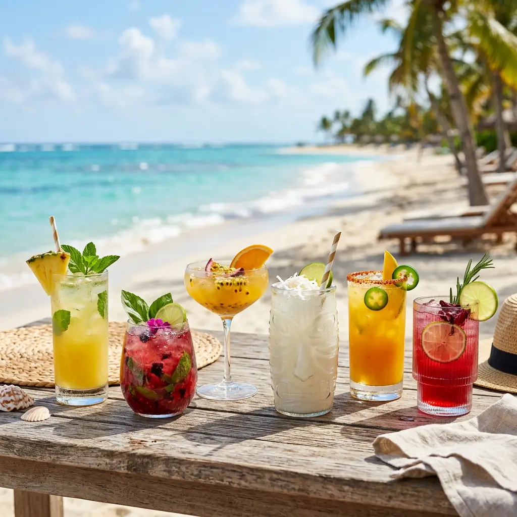 Colourful cocktail drinks